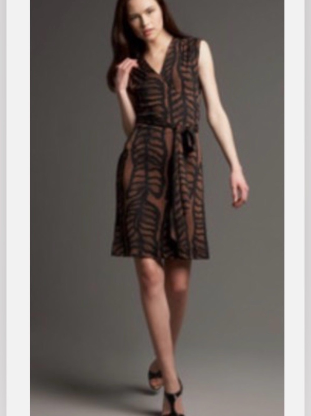 Tory Burch 100% silk brawn & black wrap dress, size medium